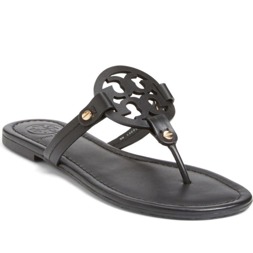 Tory Burch Miller Sandals- Black Leather